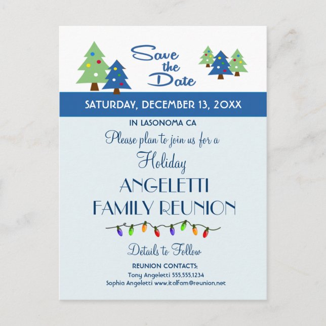 Postal De Anuncios Reunión Familiar de Vacaciones, Fiesta, Evento, Gu (Anverso)