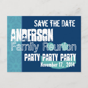 Postal De Anuncios Reunión Familiar Modern Save the Date Aqua Blue V0