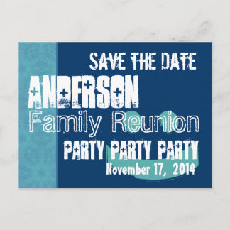 Postal De Anuncios Reunión Familiar Modern Save the Date Aqua Blue V0
