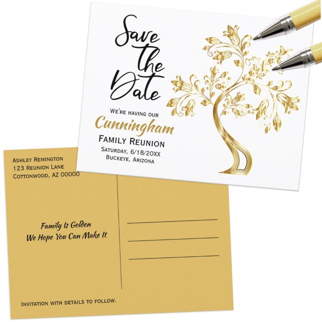 Postal De Anuncios Reunión familiar salva el árbol de oro moderno (Subido por el creador)