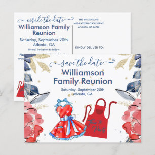 Postal De Anuncios Reunión Familiar Salva la Fecha BBQ Código QR Colo