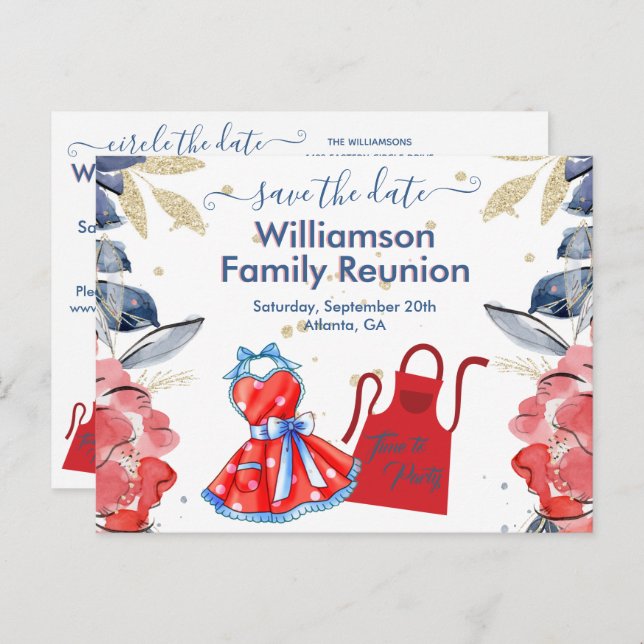 Postal De Anuncios Reunión Familiar Salva la Fecha BBQ Código QR Colo (Anverso / Reverso)