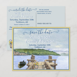 Postal De Anuncios Reunión Familiar Salva la Fecha Código QR Muelle d