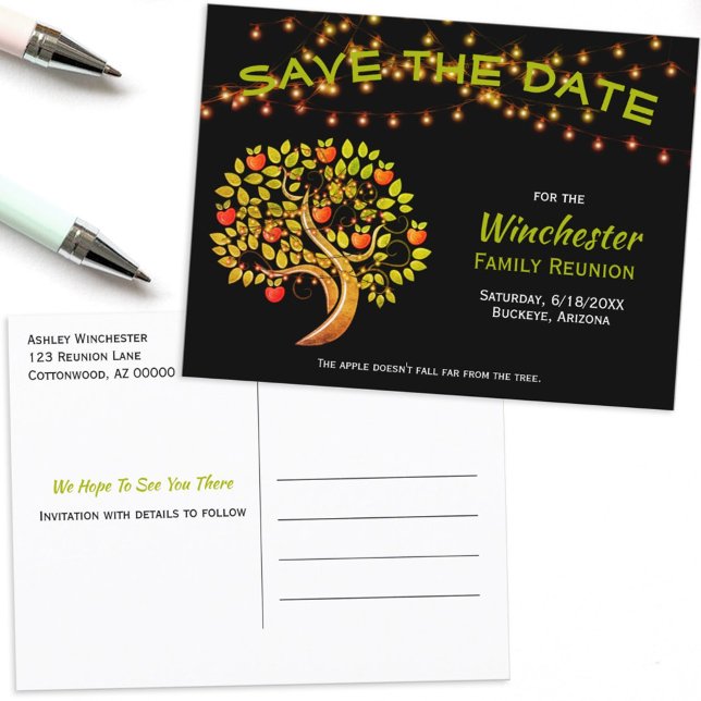 Postal De Anuncios Reunión Familiar Salva La Fecha Luces Del Árbol De (Subido por el creador)