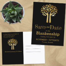 Postal De Anuncios Reunión Familiar Salva La Fecha Manda Arriba Hojas