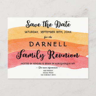 Postal De Anuncios Reunión Familiar Warm Paint Brush Save the Date