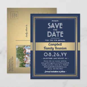 Postal De Anuncios Reunión fotográfica de la familia Save the Date Bl
