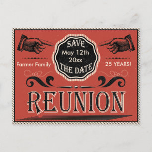 Postal De Anuncios Reunión Vintage Guarde la Fecha