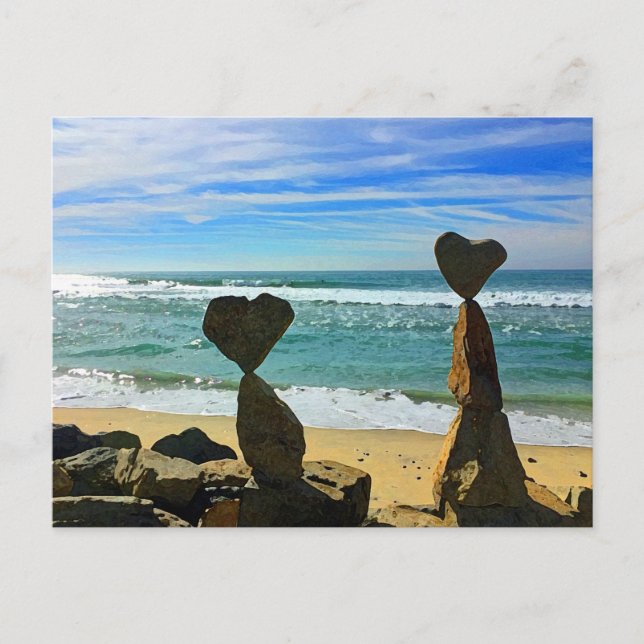 Postal De Anuncios Rocas de Playa con Forma de Corazón (Anverso)