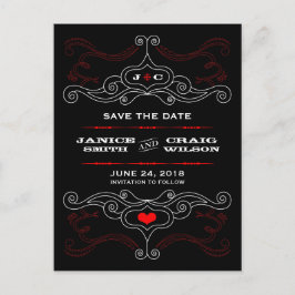 Postal De Anuncios Rock Rojo y Negro 'n' Roll Música Boda