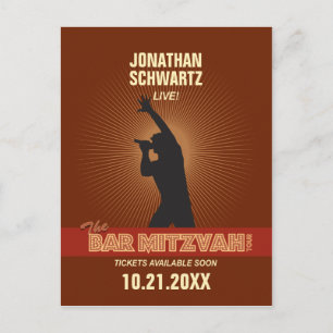 Postal De Anuncios Rock Star Bar Mitzvah salva la fecha en Brown