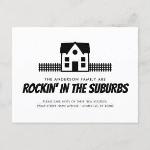 Postal De Anuncios Rockin gracioso en los suburbios que hemos movido