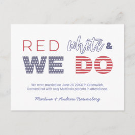 Postal De Anuncios Rojo Blanco Y Nosotros Hacemos Nos Casamos Nos Fug