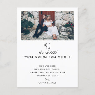 Postal De Anuncios Roll With It Photo New Date Boda Posposición