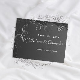 Postal De Anuncios Romance Antiguo Boda Plata Oscura