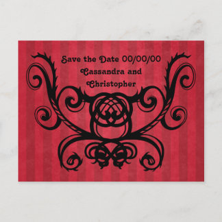 Postal De Anuncios Romance gótico victoriano rojo negro guarde la fec