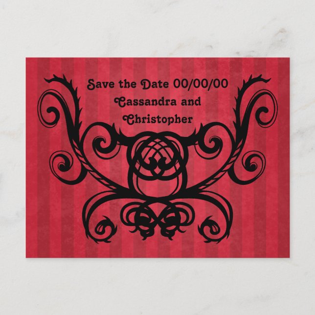 Postal De Anuncios Romance gótico victoriano rojo negro guarde la fec (Anverso)