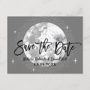 Postal De Anuncios Romántica boda de luna y estrellas salva la fecha