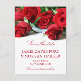 Postal De Anuncios Romántica boda de rosas rojas salva la fecha