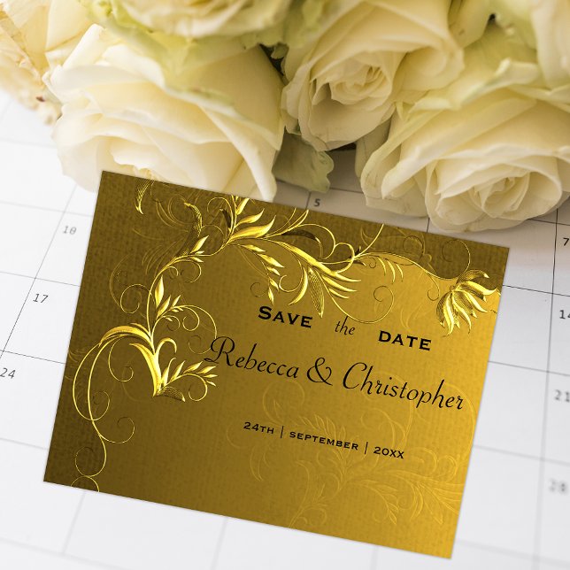 Postal De Anuncios Romántica época elegancia oro salvar la fecha (Subido por el creador)