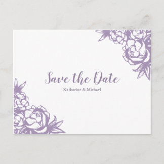 Postal De Anuncios Románticas Peonías Lavanda Boda Save the Date