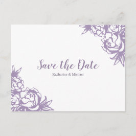 Postal De Anuncios Románticas Peonías Lavanda Boda Save the Date