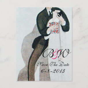 POSTAL DE ANUNCIOS ROMÁNTICO BRIDE & GROOM GUARDAR LA FECHA MONOGRAMA