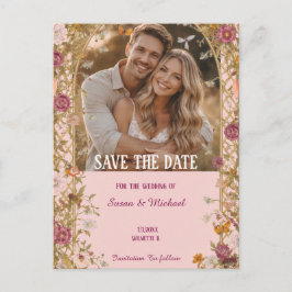 Postal De Anuncios Romántico Floral Salva la Fecha