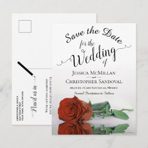 Postal De Anuncios Romántico matrimonio Rosa Naranja de óxido salva l