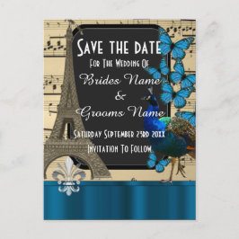 Postal De Anuncios Romántico vintage París salva la fecha