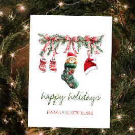 Postal De Anuncios Ropa de bebé de oso de Santa Rojo Navidad