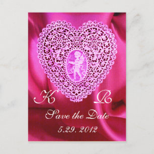 POSTAL DE ANUNCIOS ROPA DE CORAZÓN CUPIDA DE LACE, ROPA DE FUCHSIA, R