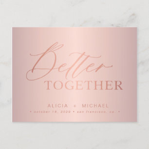 Postal De Anuncios Rosa del guión oro mejor juntos boda guardar fecha