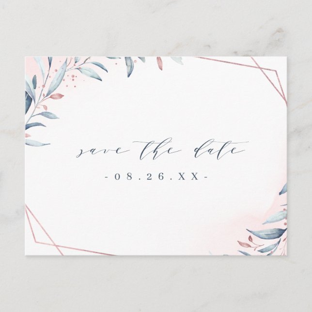 Postal De Anuncios Rosa Dorado Dusty Blue Greenerenery Salvar La Fech (Anverso)