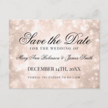 Rosa Gold Champagne Bokeh Elegant Save The Date