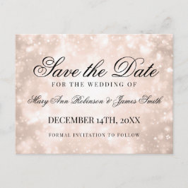 Postal De Anuncios Rosa Gold Champagne Bokeh Elegant Save The Date