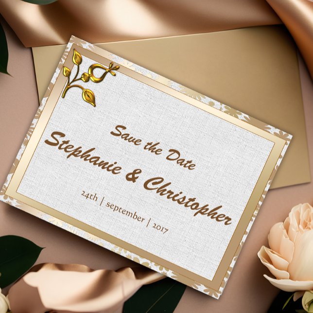 Postal De Anuncios Rosa Gold Floral y Boda de línea (Subido por el creador)