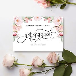 Postal De Anuncios Rosa Oro Floral, Me Comprometí, Compromiso
