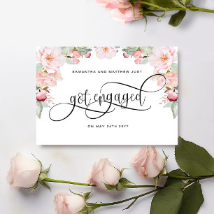 Postal De Anuncios Rosa Oro Floral, Me Comprometí, Compromiso
