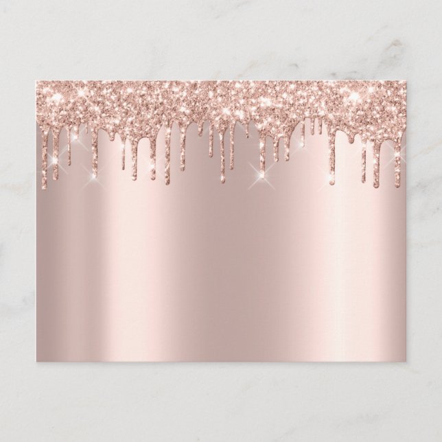 Postal De Anuncios Rosa Oro Sark Drips Minimal Simplemente Glam (Anverso)