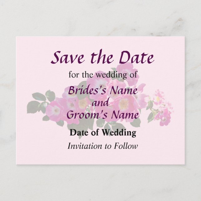 Postal De Anuncios Rosa Pink Rambler Save the Date (Anverso)
