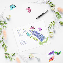 Postal De Anuncios Rosa, Púrpura, Mariposas Delfino que me he mudado