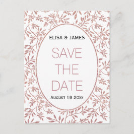 Postal De Anuncios Rosa purpurina de oro sale de la boda Save the Dat