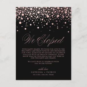Postal De Anuncios Rosa Relieve metalizado dorado Confetti Boda negro