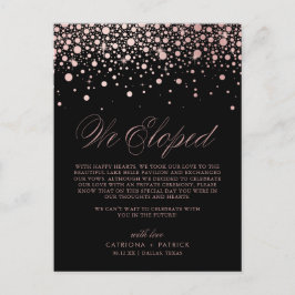 Postal De Anuncios Rosa Relieve metalizado dorado Confetti Boda negro
