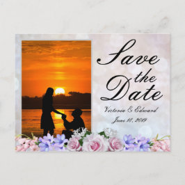 Postal De Anuncios Rosa rosa | Silver Bokeh Save the Date Boda