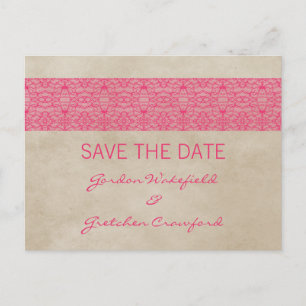 Postal De Anuncios Rosa Rustic Lace Save the Date Postcard