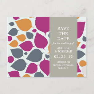 Postal De Anuncios Rosa y reserva moderna anaranjada de la hoja las