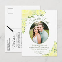 Rosas Amarillas Foto Oval Boho Boda Guardar la Fec