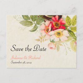 Postal De Anuncios Rosas Antiguas Ramo Floral Boda Save the Date